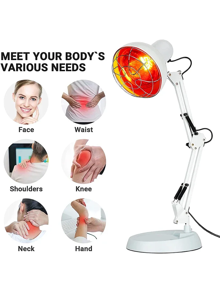 Luz infrarroja, lámpara de calor para terapia de luz infrarroja cercana de 150W con soporte para cuello, músculos, articulaciones, alivio del dolor de espalda, circulación sanguínea