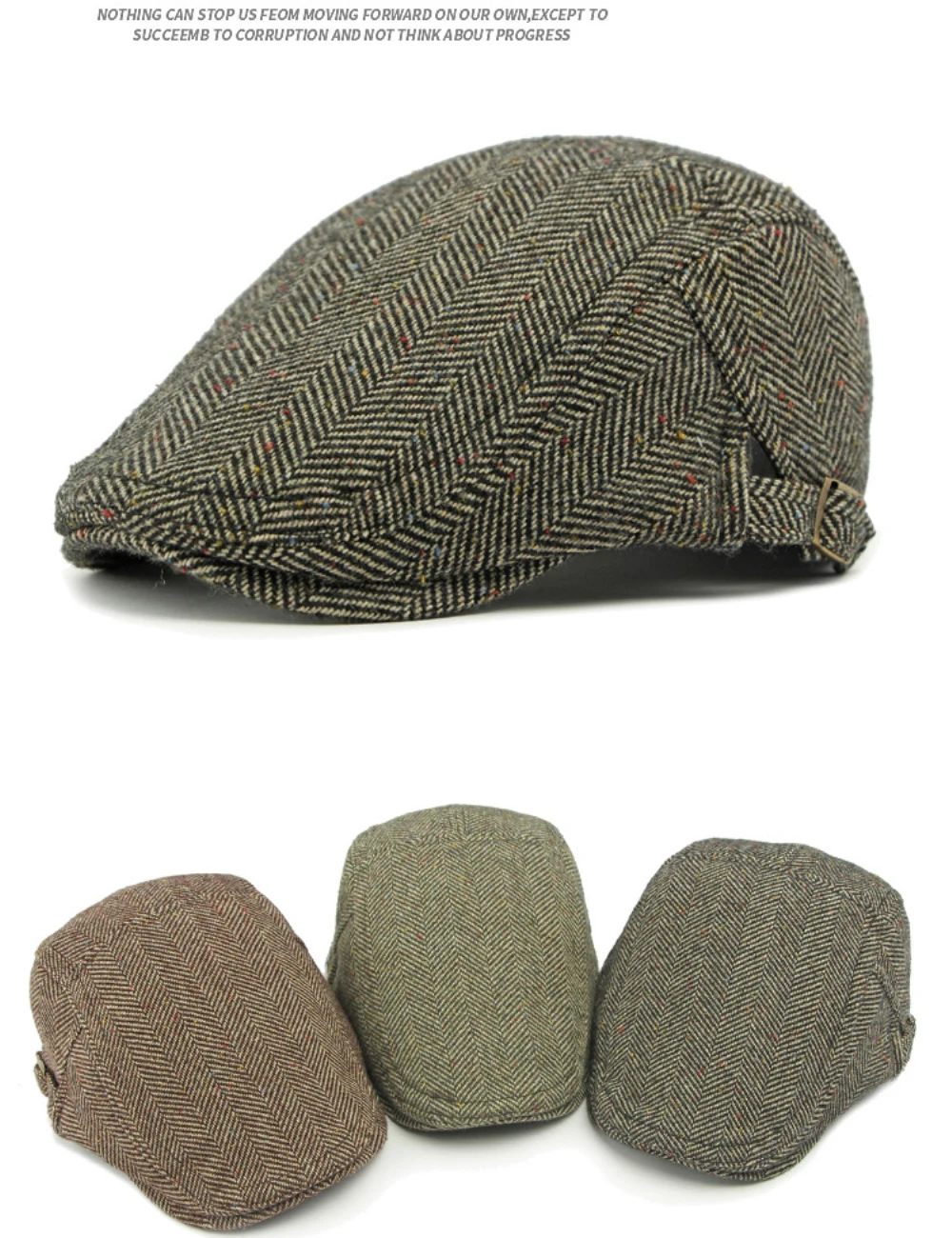 HT4546 Baskenmütze Wolle Hut Männer Frauen Angepasst Ivy Flache Kappe Retro Künstler Maler Gestreiften Baskenmütze Hut Männlich Weiblich Herbst Winter Baskenmütze Kappe – Detail 1