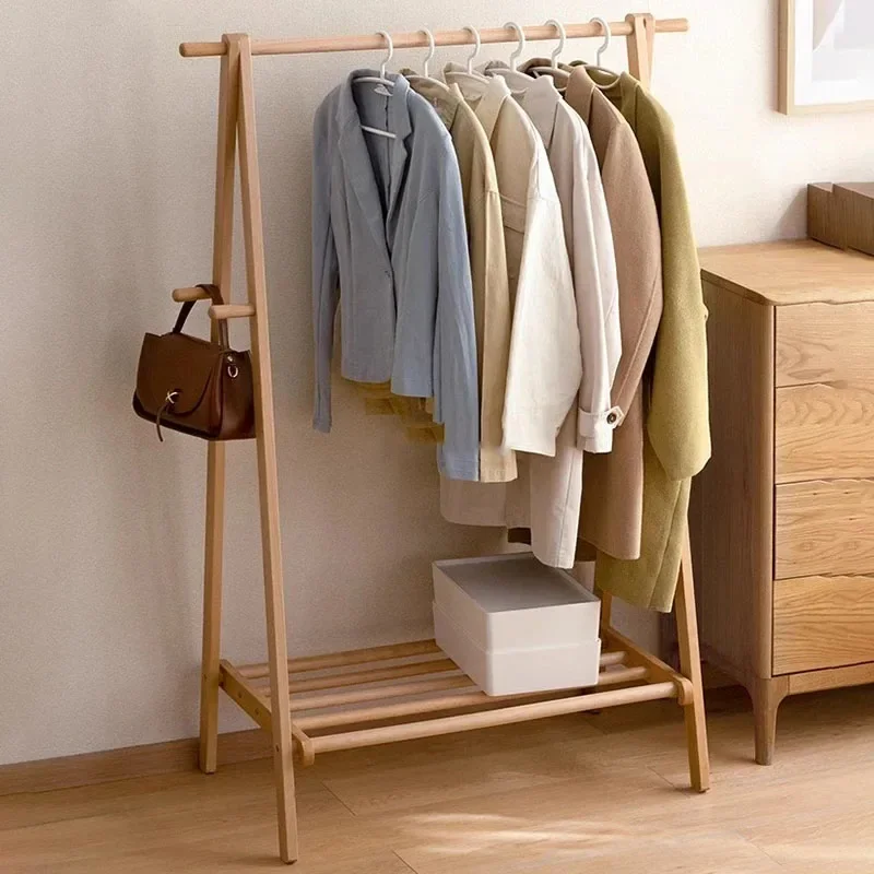 Boutique Designer Clothes Racks Wood Rail Pole Entryway Evening Dress Clothes Hangers Display Nordic Perchero Home Furniture