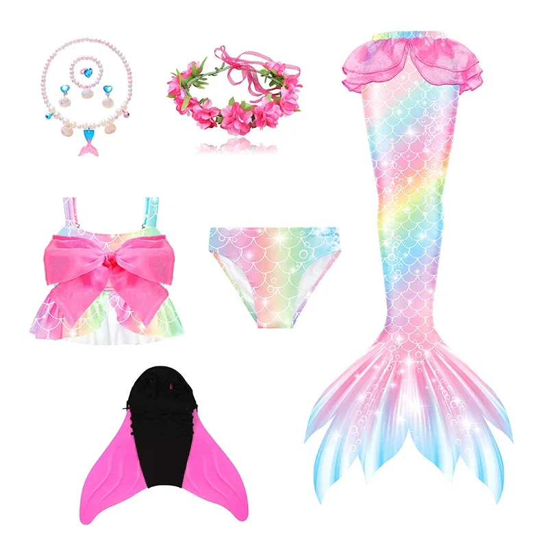 Halloween cosplay girls mermaid tails swimming dresses beach clothes child Mermaid swimsuit kids swimwears costume fin