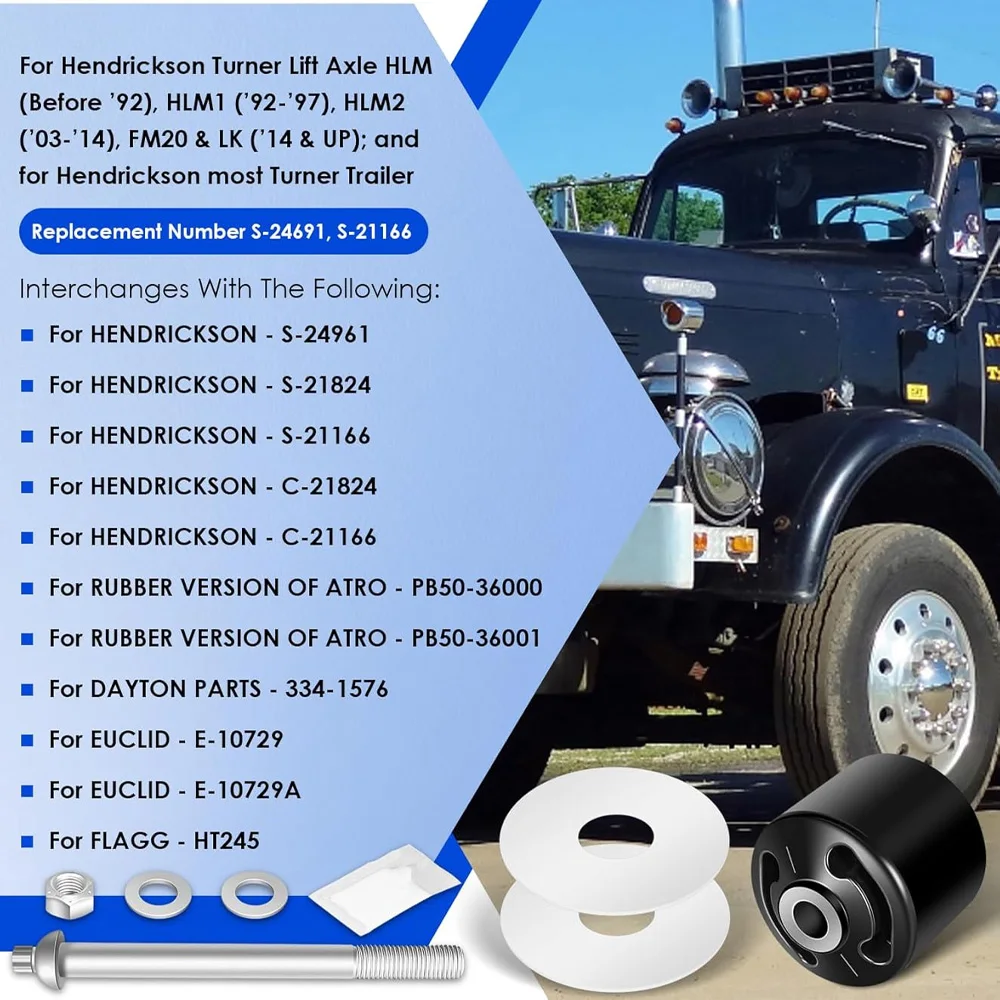 Quick Align Pivot Bolt Bushing Kit Replacement for Hendrickson S-24691 S-21166, Compatible with Hendrickson Turner Lift &Trailer