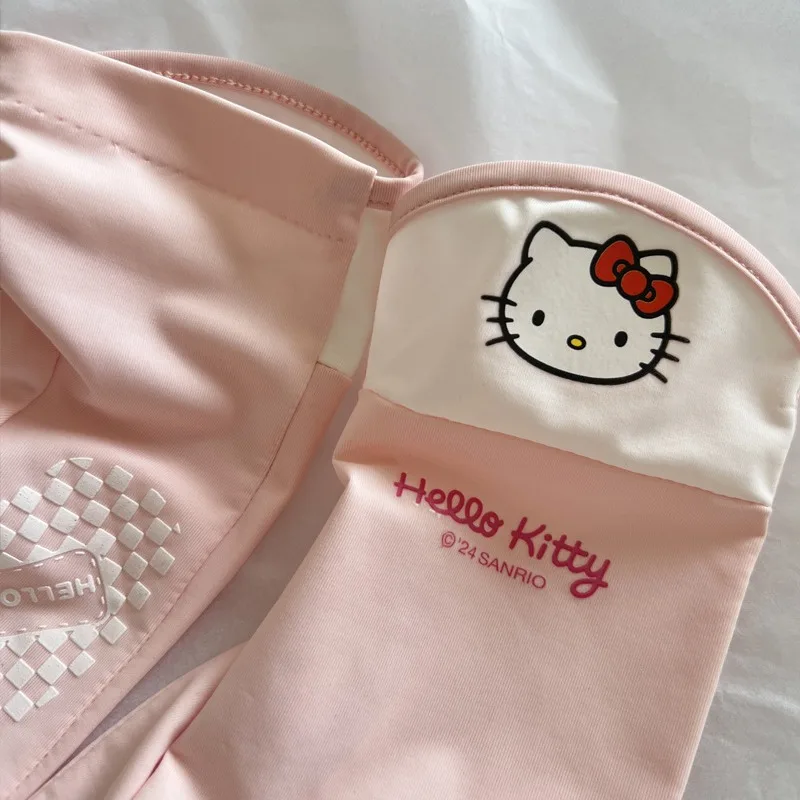 Hello Kitty Summer Sunscreen Ice Silk Anti-slip Gloves Women's Cute Full Finger Thin Driving Anti-uv Outdoor Protective Gloves