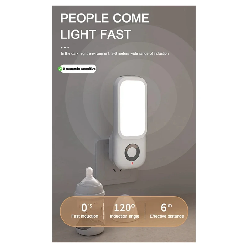 TKOH-LED Luce notturna a induzione Intelligente Wireless Plug-In Corridoio Corridoio Notte Camera da letto Luce notturna con torcia elettrica EU-PLUG
