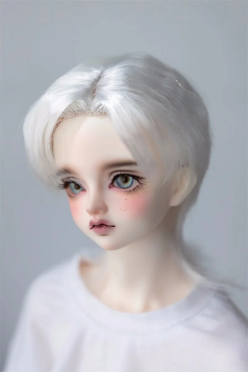 Bjd boneca peruca brinquedos 1/3 1/4 meninas menino leite onda de seda mid-split penteado plano cúspide lobo cauda estilo peruca de cabelo boneca acessórios xc