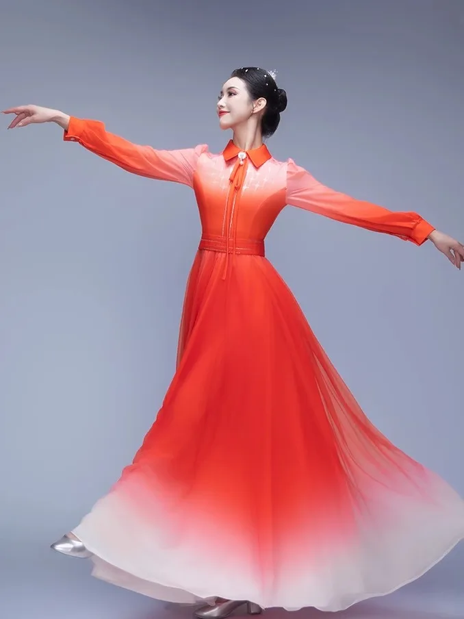 costume-de-spectacle-de-chœur-rouge-jupe-de-danse-moderne-pour-femmes-accessoires-de-scene-grande-jupe-pivotante-accompagnement-de-chanson-spectacle-de-danse