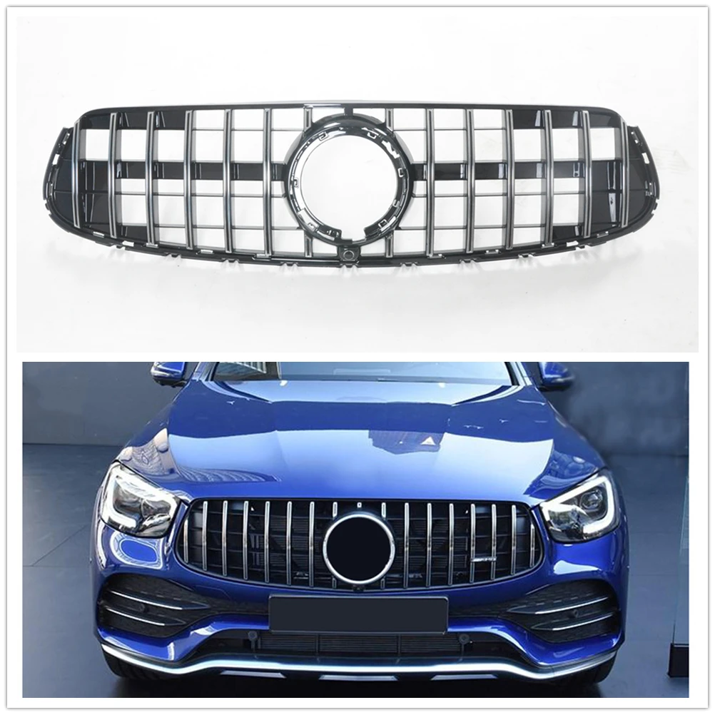 

Front Grille Grill For Mercedes Benz X253/W253 GLC Class 2020-2023 GLC300 GLC350 GLC43 GT Silver/Black Upper Bumper Hood Mesh