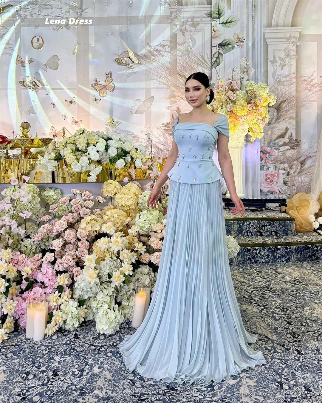 

Lena Rhinestone Robe De Cocktail Femme Square Leader Luxury Prom Dresses Elegant Evening Party Dresses Luxury 2025 Custom Made