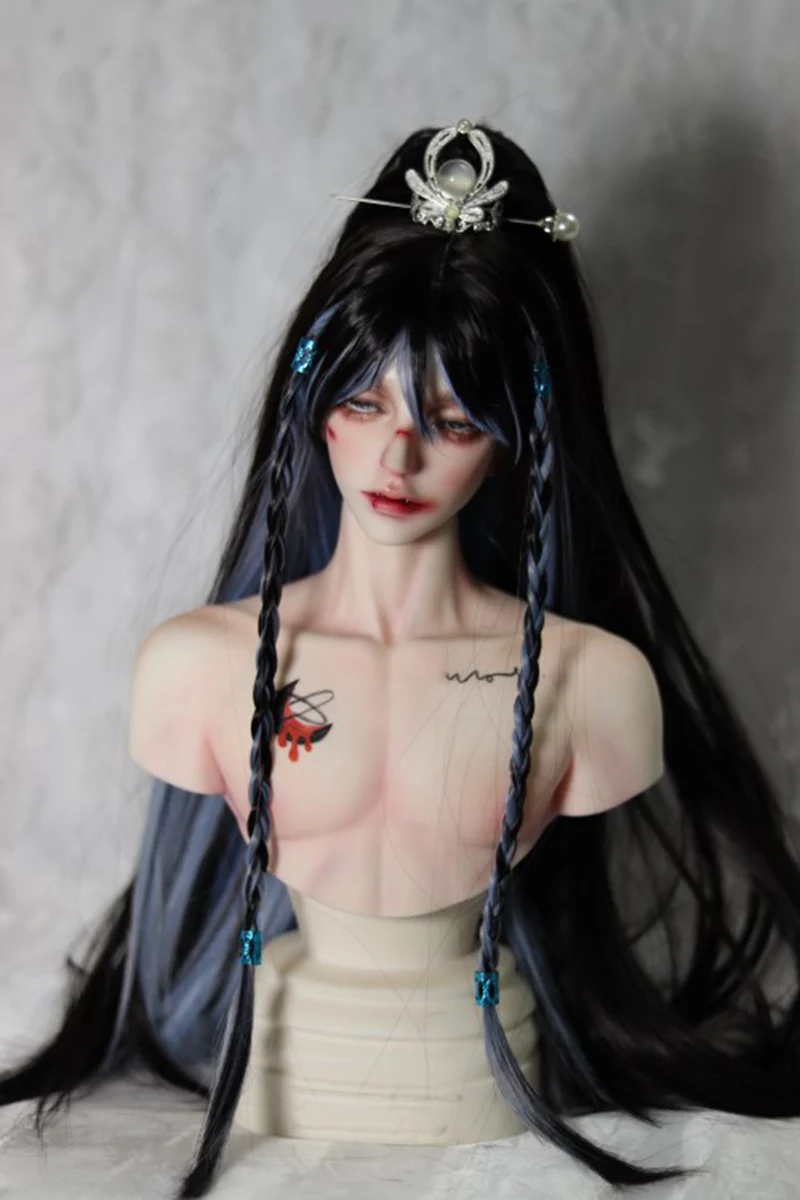 1/4 1/3 Scale BJD Wigs Ancient Costume Hanfu Vintage Long Hair Samurai Wig For MSD SD13 SSDF ID72 Uncle Doll Accessories A1388