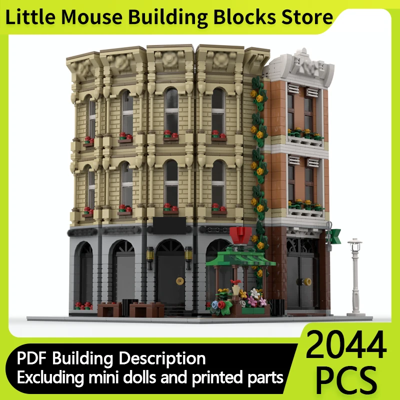 

City Street View Model MOC Building Bricks Bag And Clothing Store Modular Technology Gifts Holiday Assemble Children Toys Suit