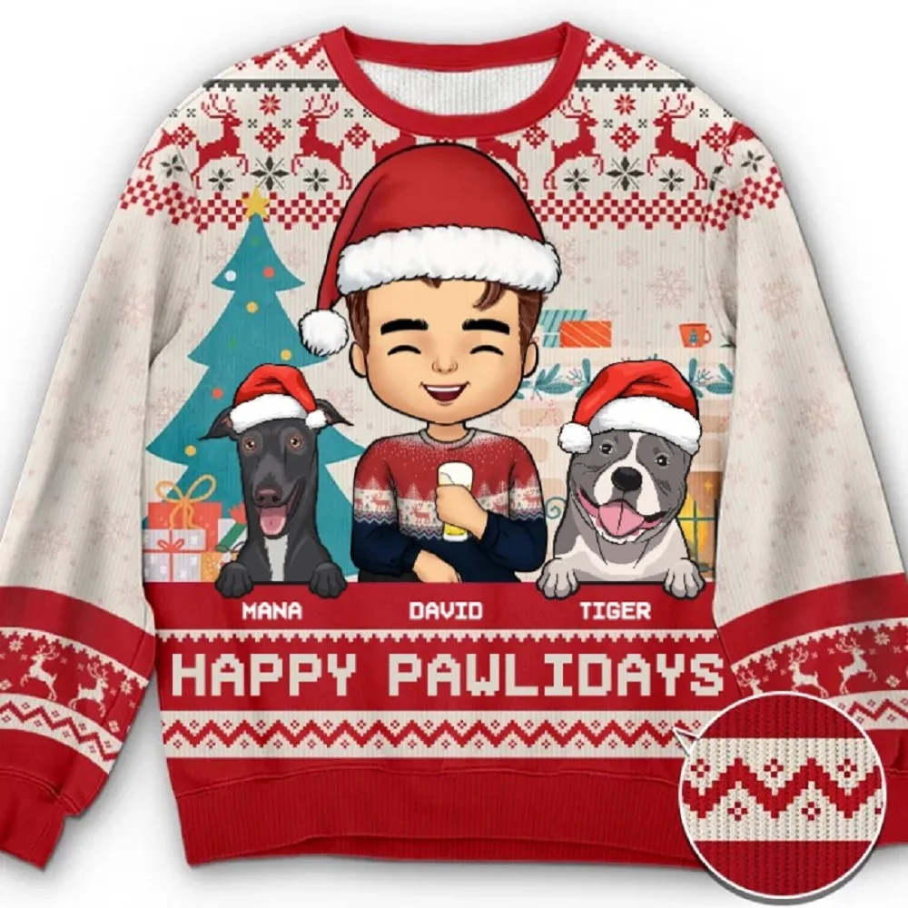 Ugly Christmas Sweater For Men Women Funny Cartoon Santa Claus Graphic Crewneck Sweatshirt Tops New Year Holiday Pullovers