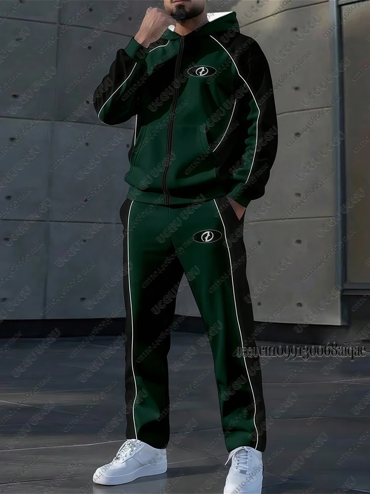 Autumn Winter New Men Tracksuit Suits Zipper Hoodies+Long Pants Sets Warm Coats Sports Pants Outdoor Sweatshirts Man Casual Sets view 2