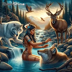 Evershine New Arrival Wolf Diamond Painting Woman Deer Mountain Diamond Mosaic Portrait Animal Picture Home Decoration
