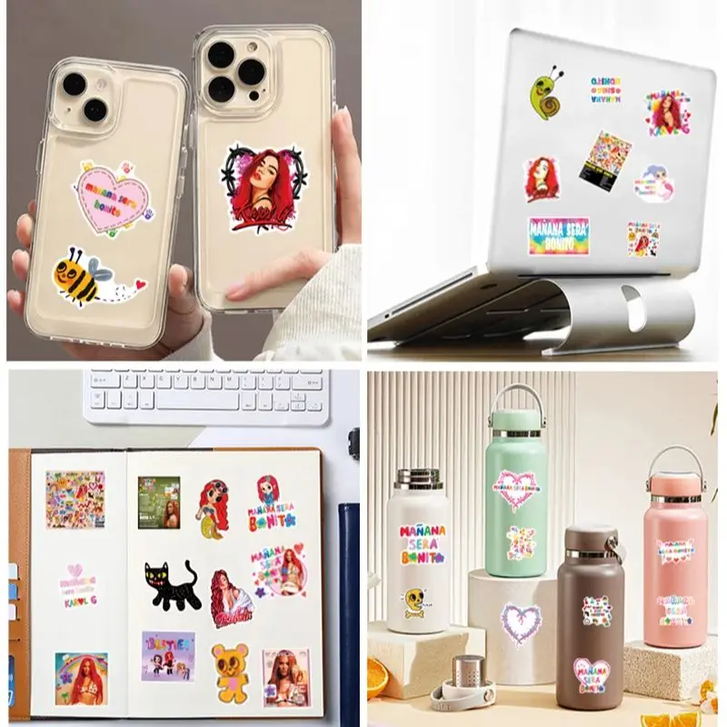 50Pcs Hot Selling Popular Singer Karol G Manana sera Bonito Stickers Fans Gifts DIY Water bottle Laptop Cars Knapsack Skate
