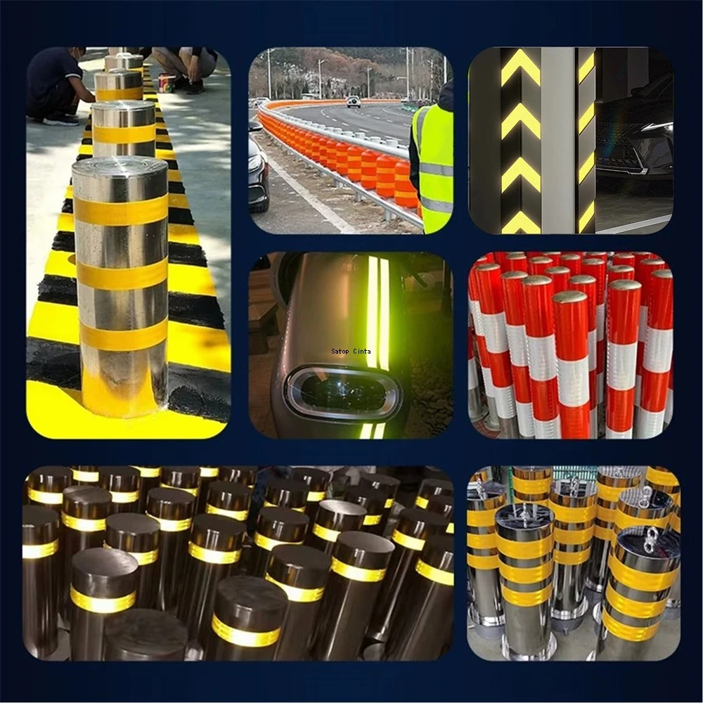 10cm * 5m PET High Reflection Yellow Safety Road Warning materiale riflettente catarifrangenti adesivi impermeabili nastro adesivo per camion