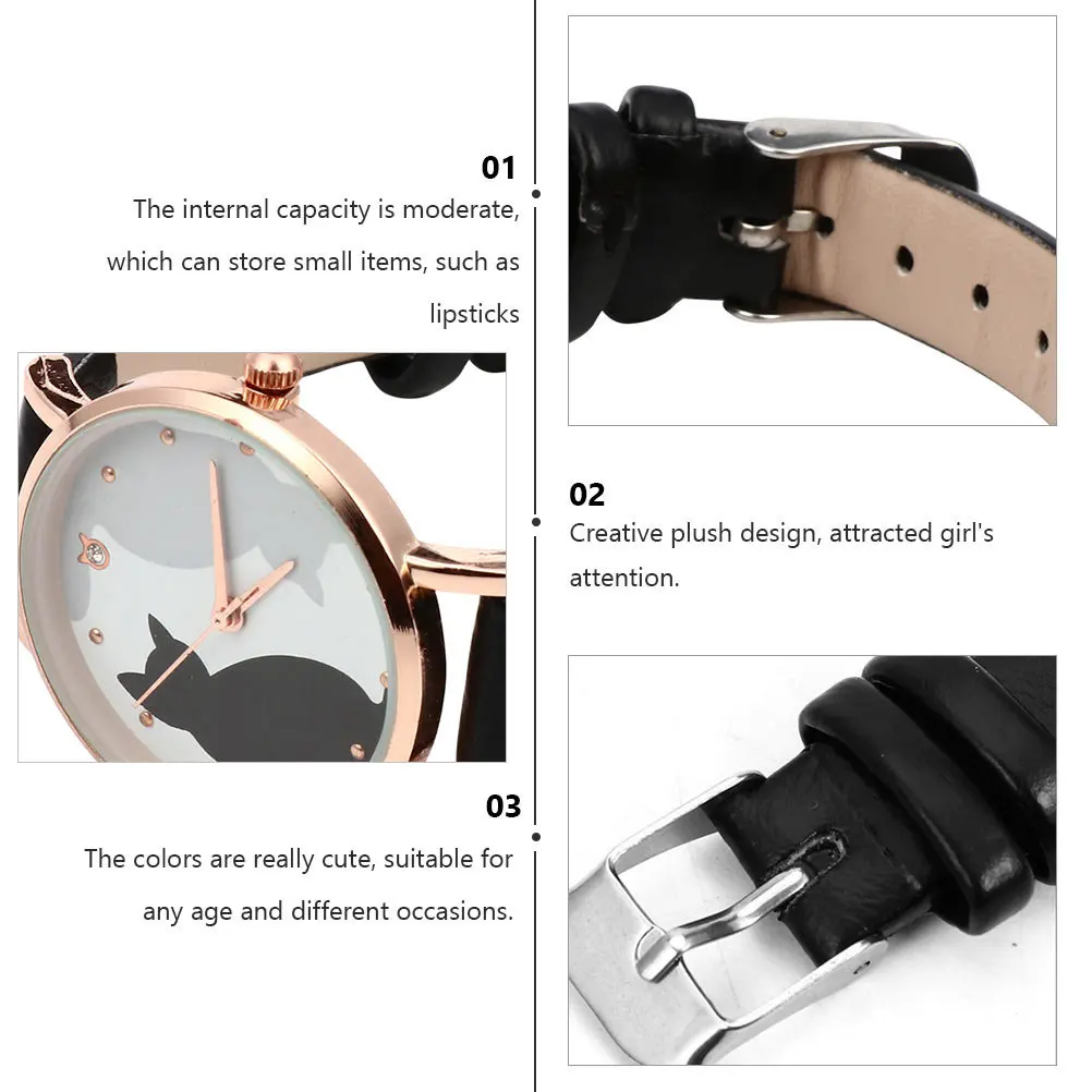 

2 шт., кварцевые часы с мультяшным котенком для девочек, модные водонепроницаемые наручные часы, детский подарок на день рождения, ремешок с рисунком кота