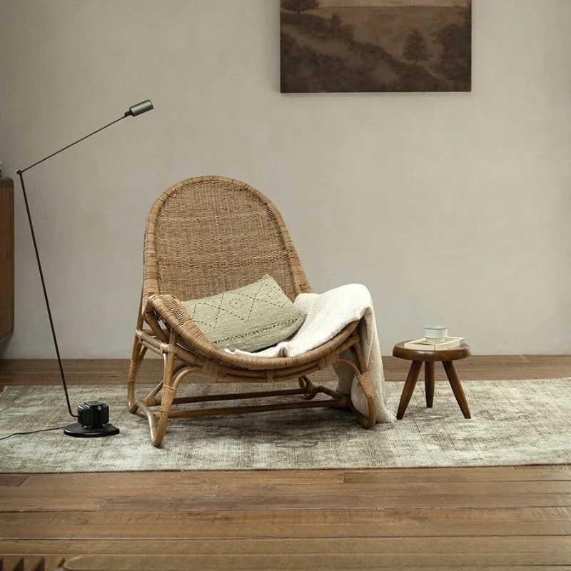 

South East Asia rattan Japanese wabi sabi retro style natural rattan casual designer single chair