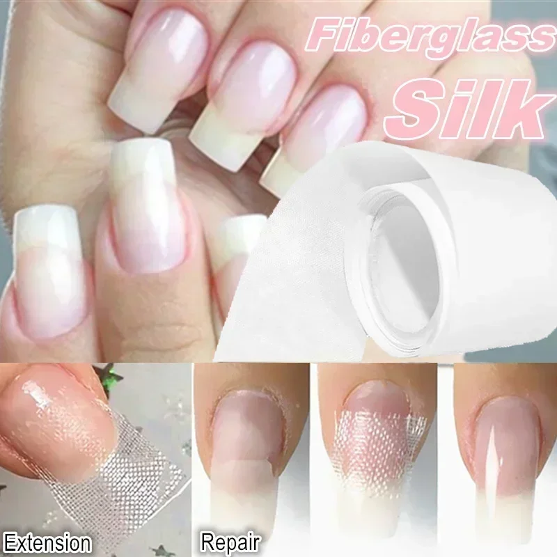 1 Roll Nail Repair Fiberglass Silk Wrap Self Adhesive Strong Protect Reinforce Extension White Sticker for Broken Manicure Tool