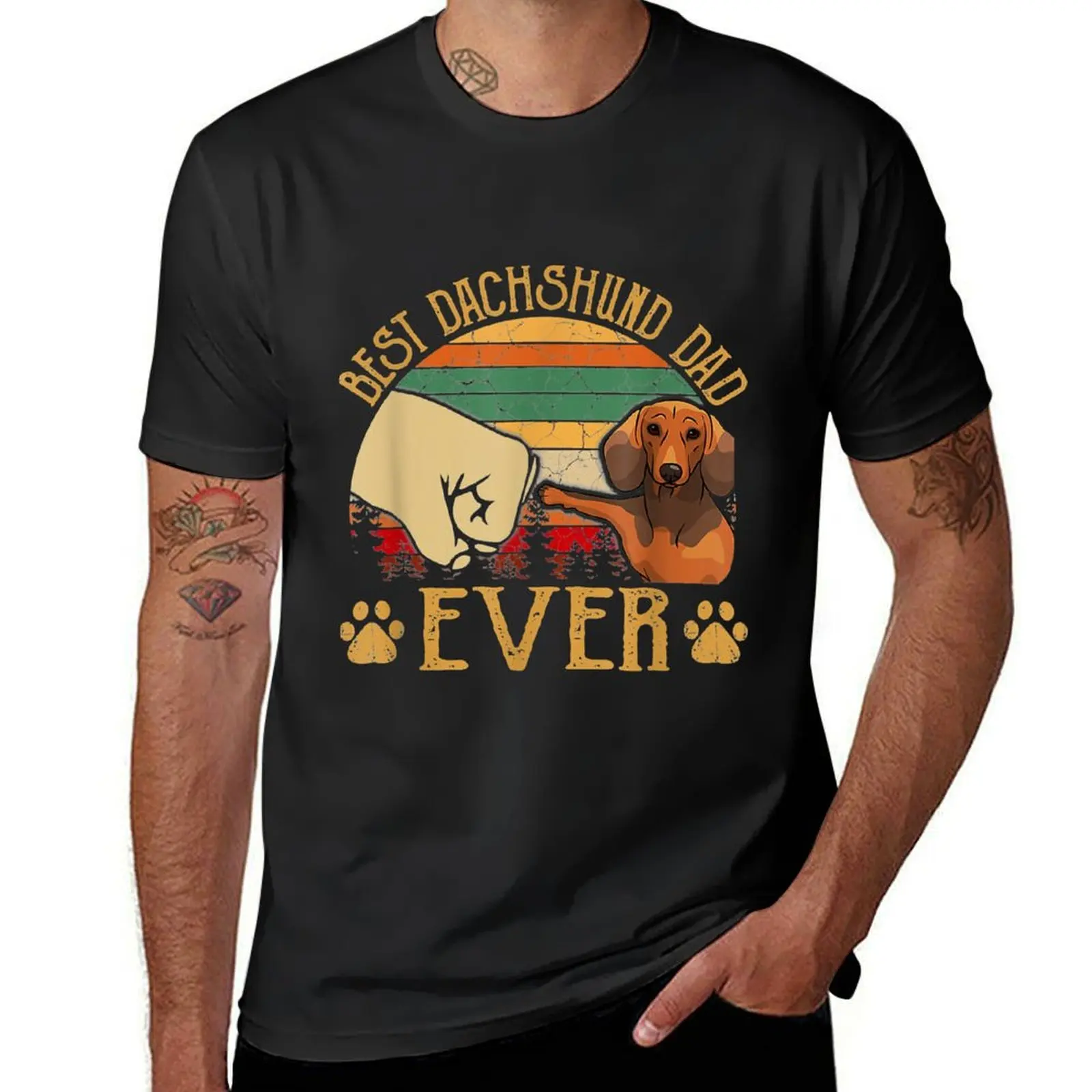 Retro Vintage Best Dachshund Dad Ever T-Shirt animal prinfor boys customs mens plain t shirts