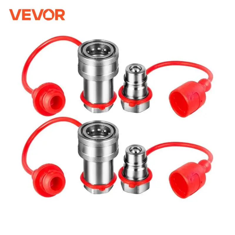 VEVOR 2 Pairs Hydraulic Coupler Quick Connect Coupling Pioneer Ball 1/4