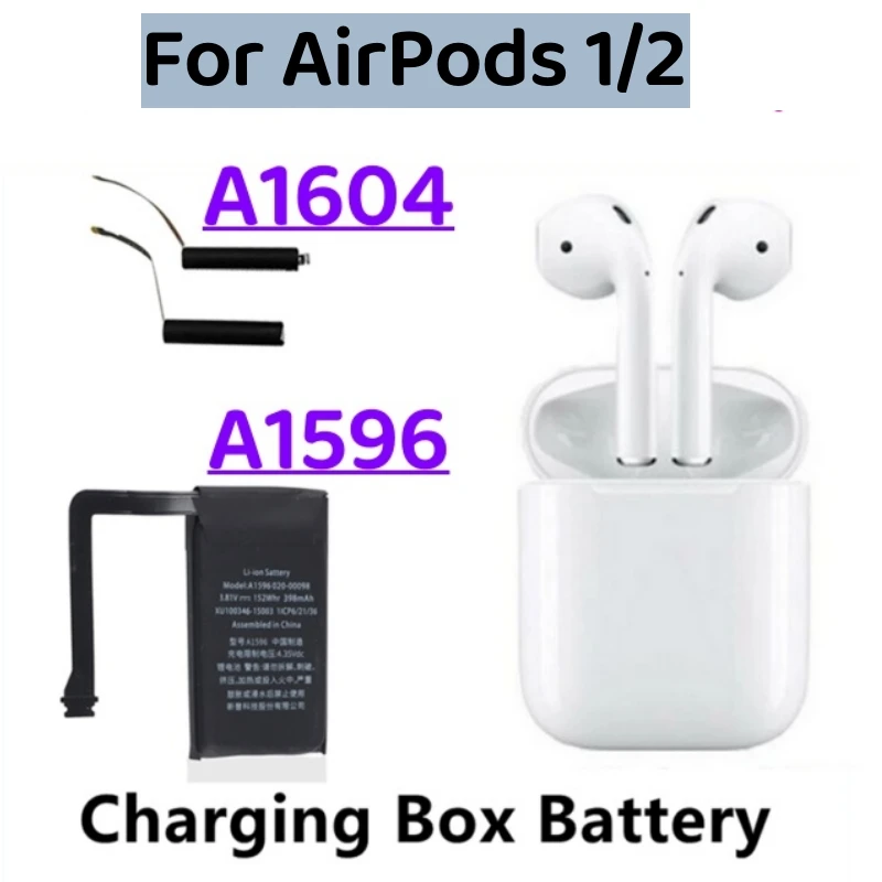 Battery For airpods 1st 2nd A1604 A1602 A1523 A1722 A2032 A2031 air pods 1 2 Wireless Headset Charging Compartment Box A1596