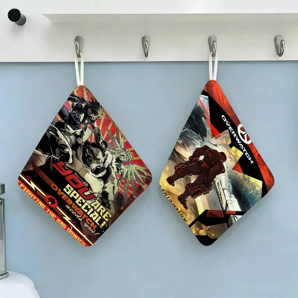 Pop Game O-Overwatch Household Hanging Towel, Polyester Cotton Hand Wiping Towel, Sturdy for Bathroom Bedroom