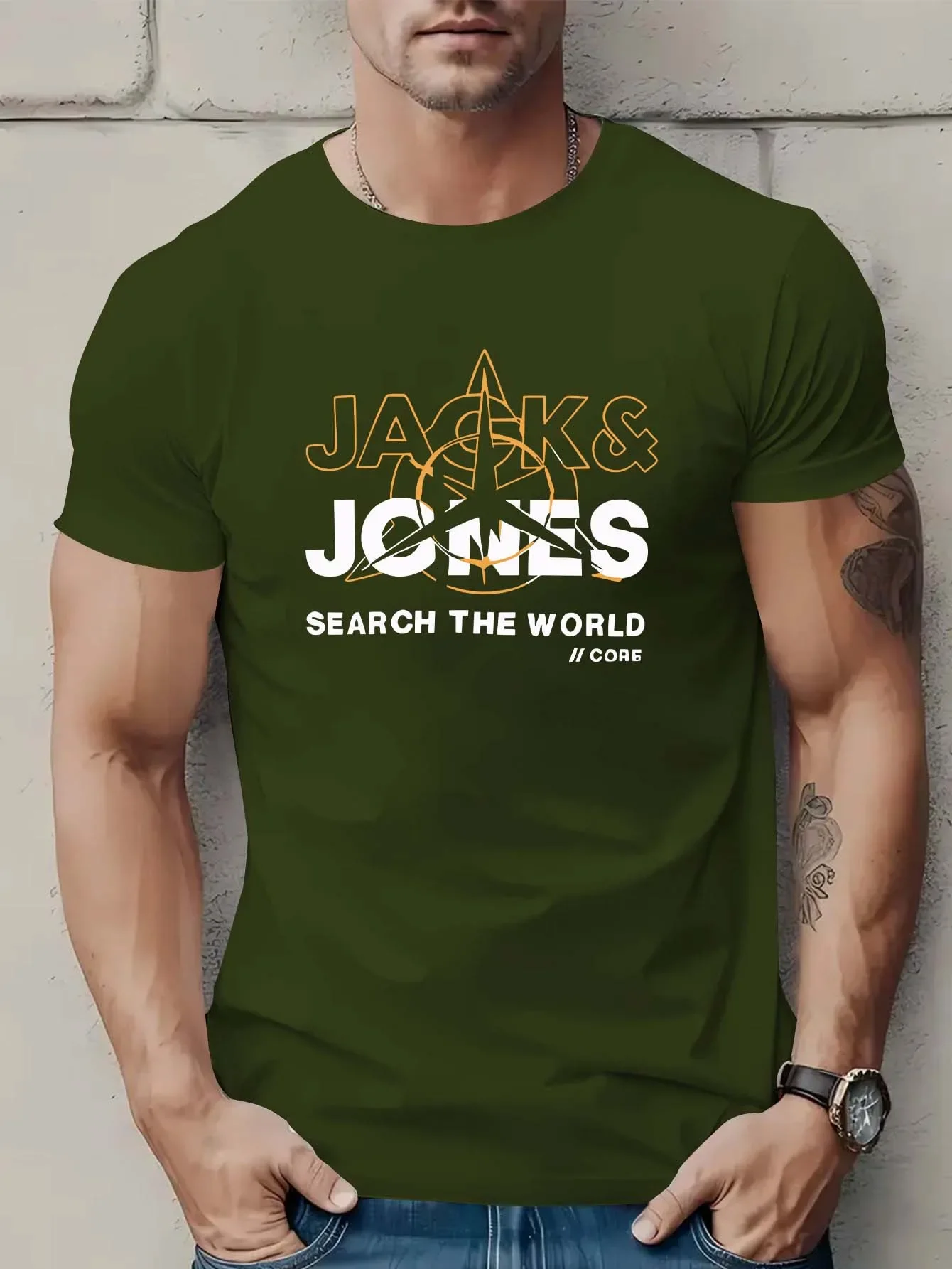 2025 Men'S Summer Geometric Pattern Letter Short Sleeve Fashion Street Casual T-Shirt image 3