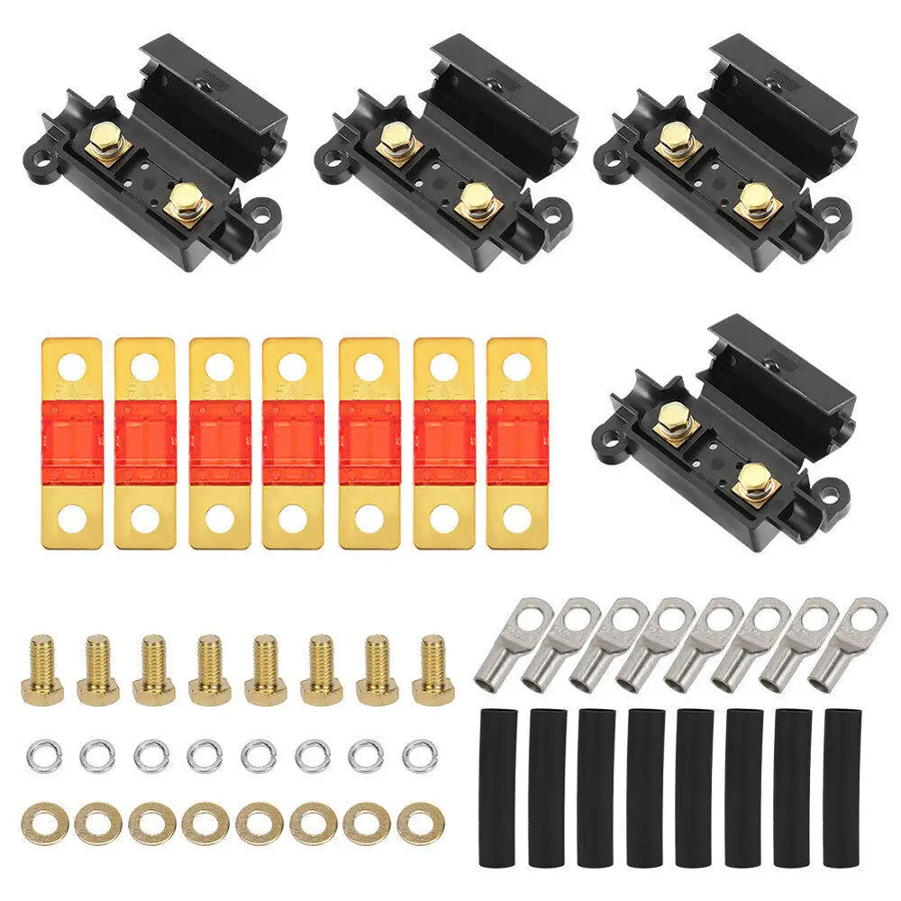 100A 50A Midi Fuse Holder Kit 4 ANS 7 x 50 AMP Fuses to suit Redarc BCDC Dual Battery Car Accessories For Camping Marine Caravan