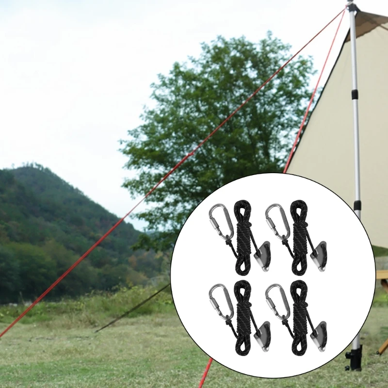 

4Pcs Reflective Tent Guy Rope Outdoor Tent Guide Rope Winds Line with Aluminum Guy Rope Tensioner for Camping, Hiking