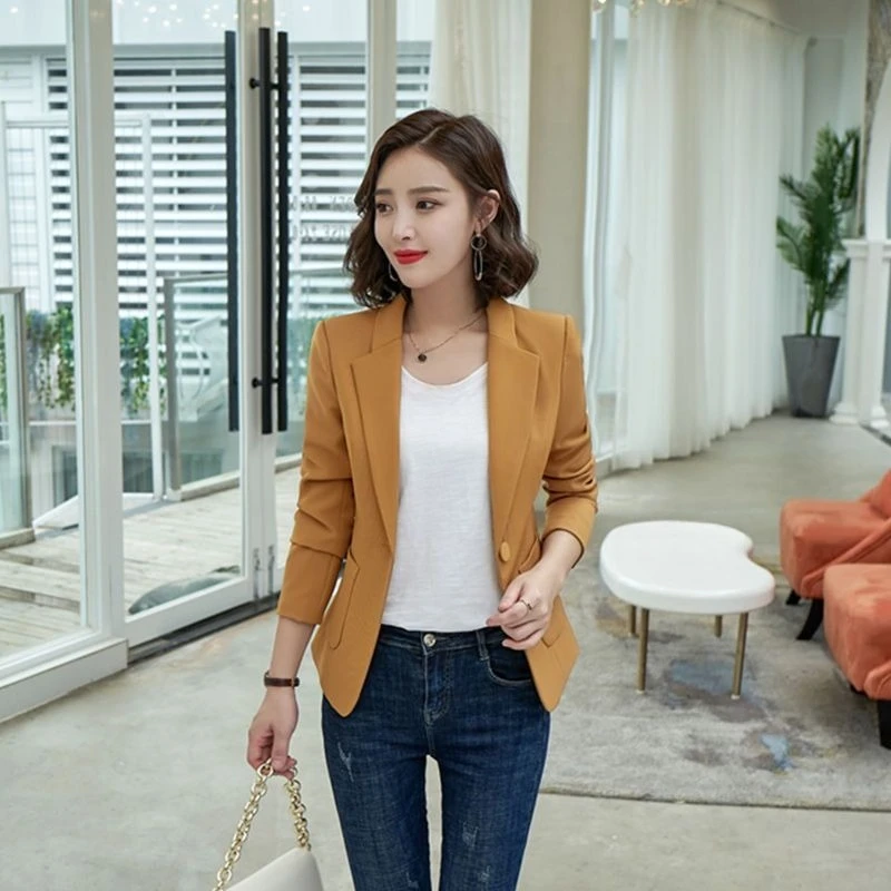 

Женский короткий однотонный пиджак в стиле Influencer, весна-осень 2023, новая корейская облегающая элегантная профессиональная универсальная рабочая одежда