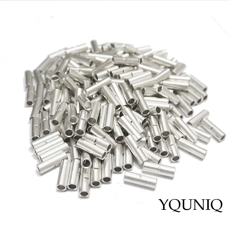 YQUNIQ 200 PCS 26-10 AWG BN0.5 BN1.25 BN2 BN3.5 BN5.5 Non-Insulated Butt Connector Crimp Wire Terminal Bare