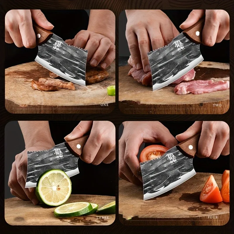 Mini Multi-purpose Slicing Knife, Chinese Small Kitchen Knife, Household Forging Stainless Steel Meat Knife, Sharp Split KR9195