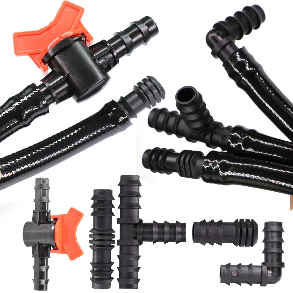 

34 шт. 1/2 "комплект фитингов для капельного орошения, прямой тройник, угловая заглушка для труб 1/2 дюйма, 16 мм, соединитель для садового поливального шланга