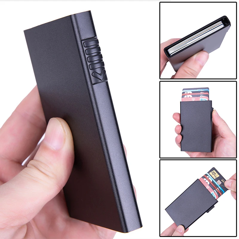 Metal Business Card Holder Side Button Hand Push Card Case Bank Card Membership Package Business Card Packaging Box Organizer