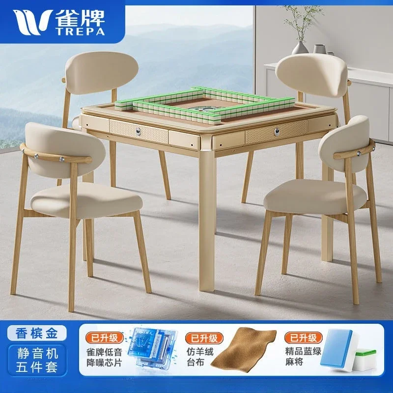 r5.13  Four-Player Bass Mahjong Machine Fully Automatic Home Dining Table Dual-Use Mahjong Table