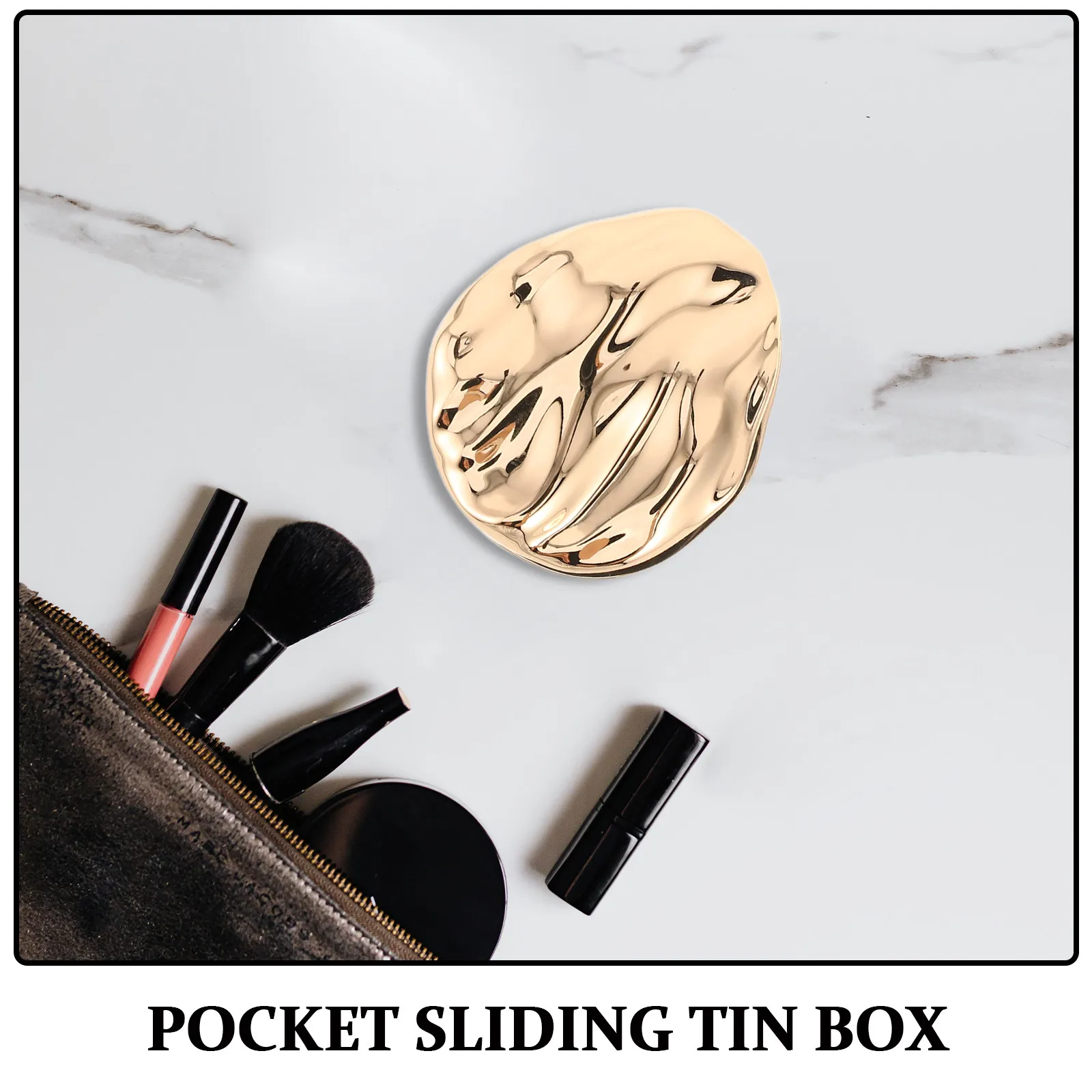 Solid Cologne Balm Case Seashell Texture Refillable Metal Slide Top Container Portable Travel Perfume Storage Box Makeup Sample