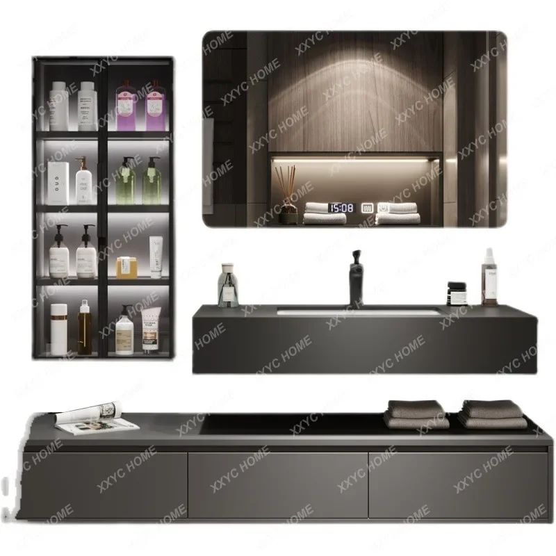 

Multi-Layer Stone Plate Integrated Bathroom Cabinet Combination Simple Modern Bathroom Hand Washing Face Washing