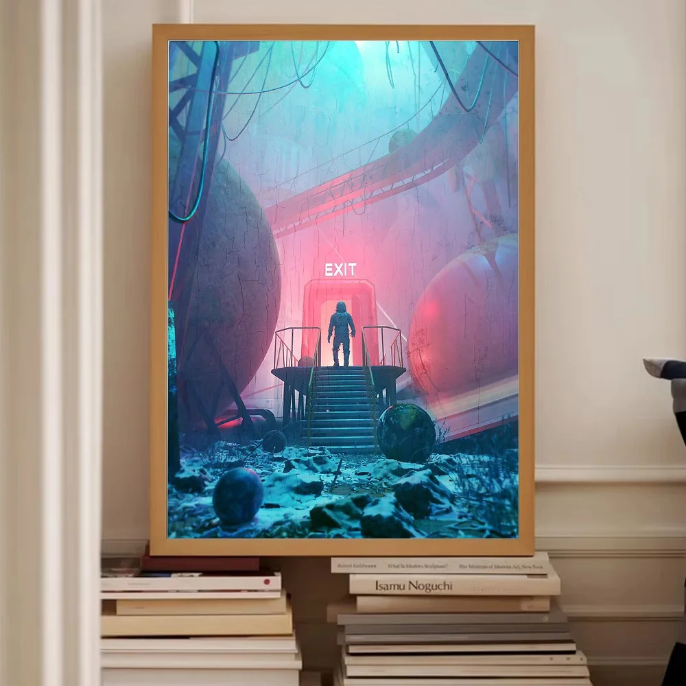 المناظر الطبيعية الخيال العلمي قماش جدار الفن مستقبلية سيتي سكيب Cyberpunk ديكور غرفة المعيشة المنزلي اللوحة التجريدية الحديثة