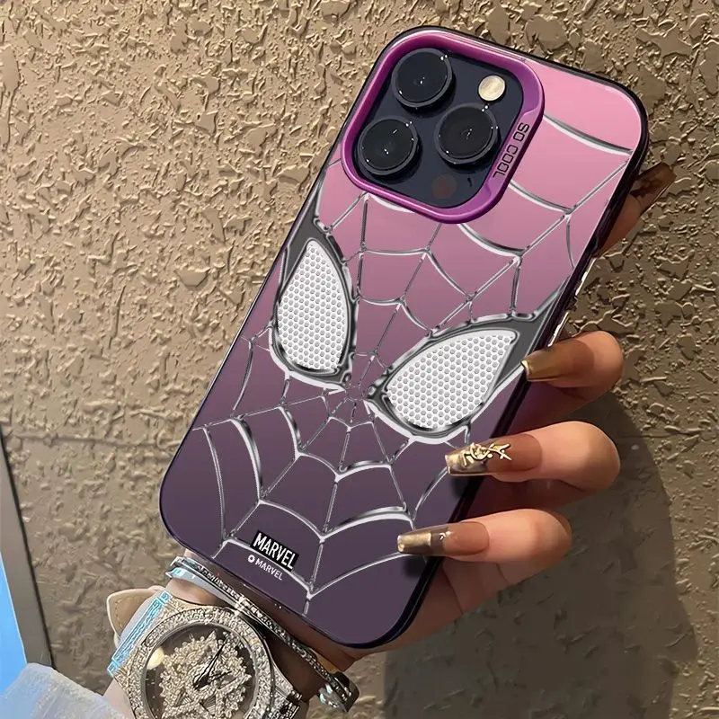 เคสโทรศัพท์อะคริลิคการ์ตูนมาร์เวลไอโฟน 17 สไปเดอร์แมนสำหรับแอปเปิ้ล ไอโฟน 17 โปรแม็กซ์ 16 โปรแม็กซ์ 15 14 13 เคสป้องกันลายอนิเมะ