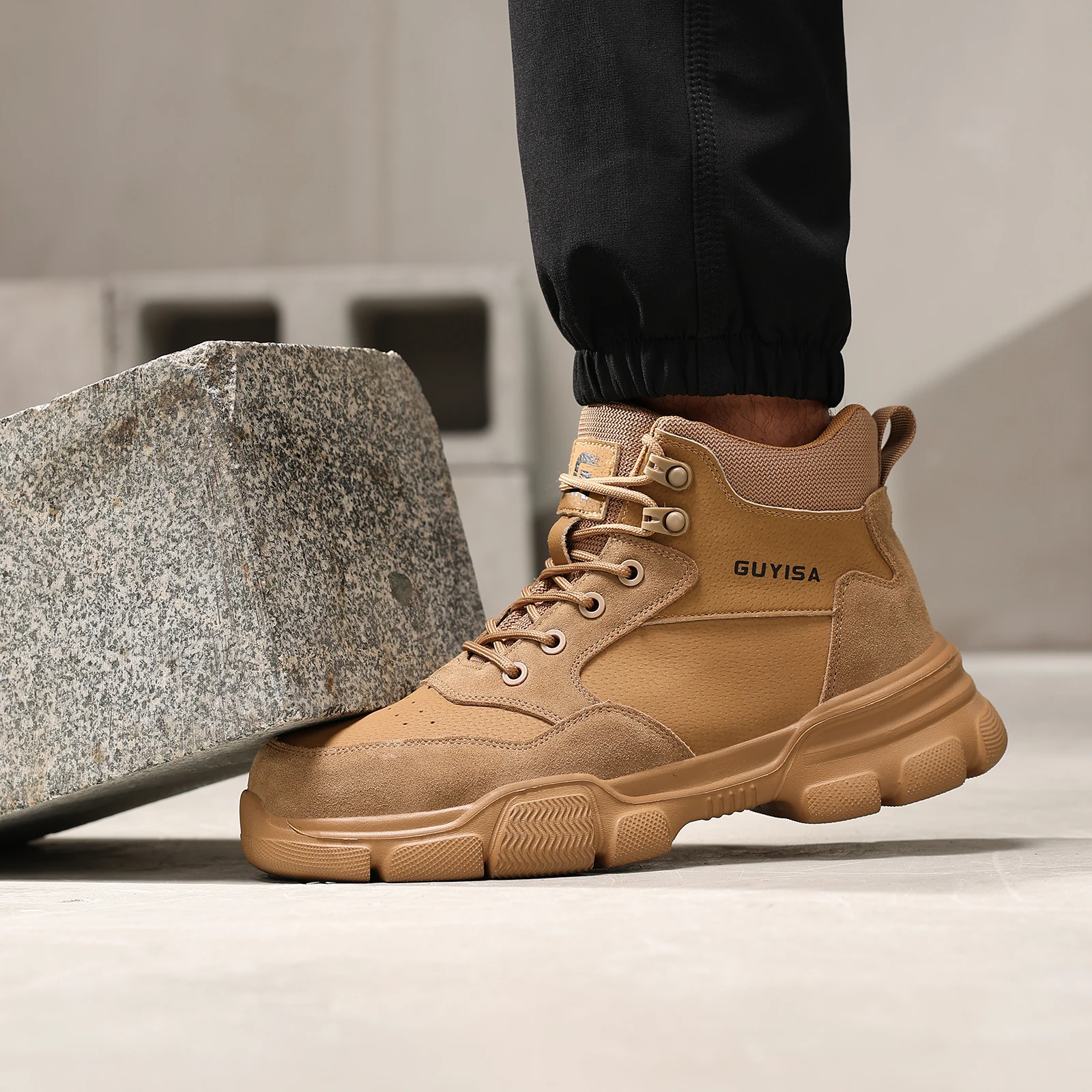 GUYISA Men's Work Shoes - Breathable Four Seasons Model - Rubber and Plastic Sole - Lightweight, Fashionable and Safe Shoes