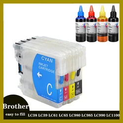 LC38 LC39 LC61 LC65 LC980 LC985 LC990 LC1100 Refillable Ink Cartridge with 400ML ink For Brother DCP-J125 185C 195C J315W