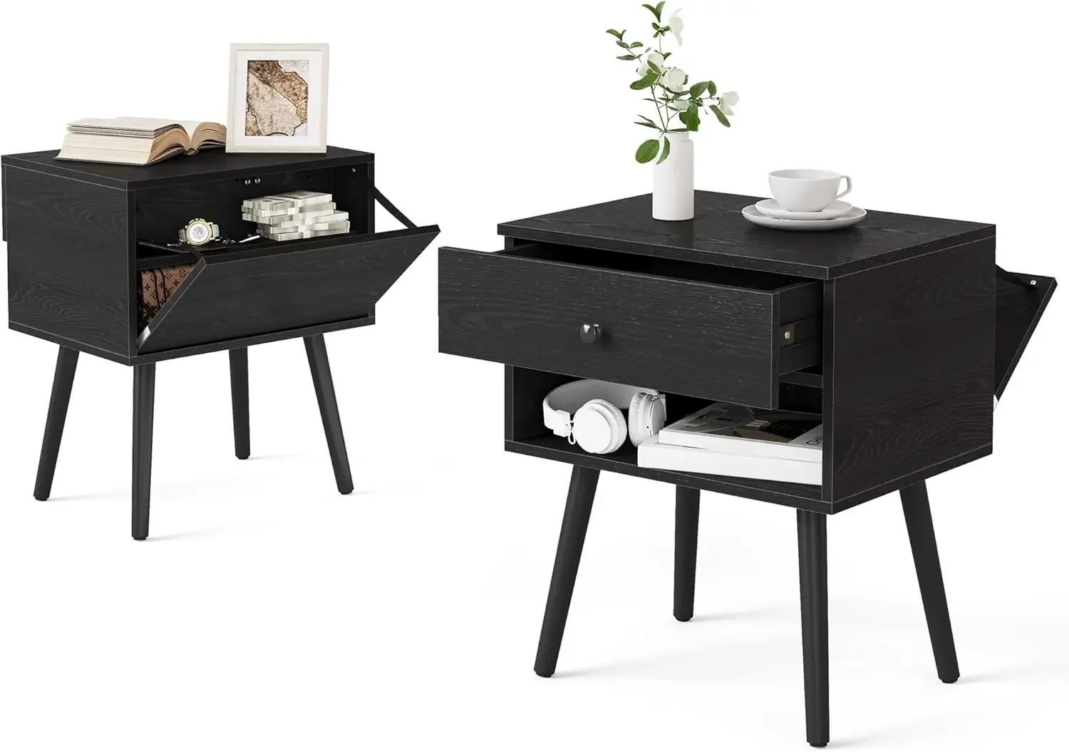 [Discounted Price, Hot Sale!]Hidden Compartment Night Stand Set 2, Mid Century Modern Concealment Furniture, End Table with Stor