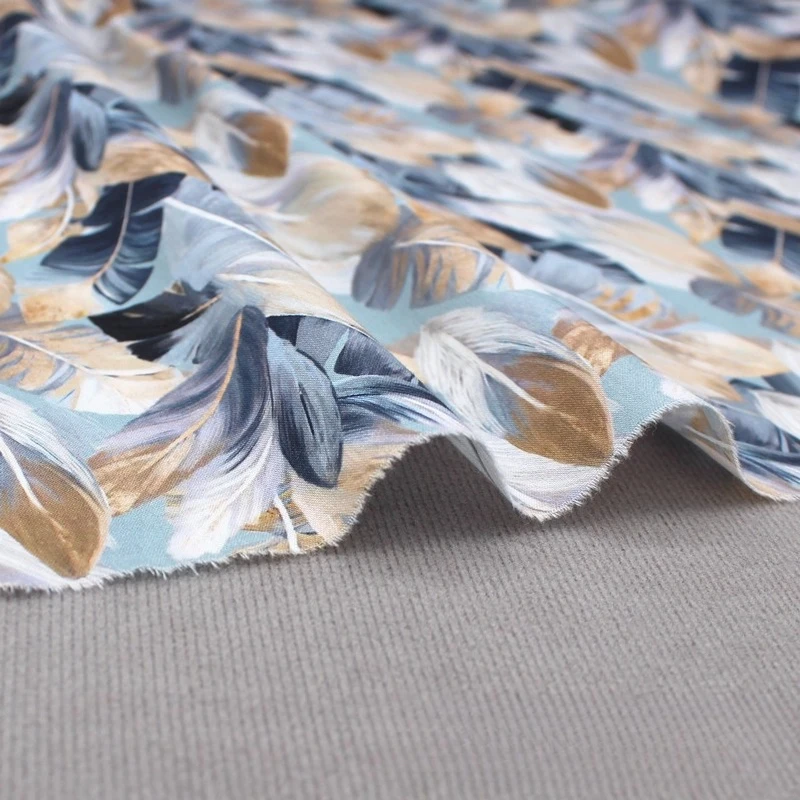 140x50cm Pure Cotton Feather Digital Print Fabric Plain Weave 40s Fabric Shirt Dress Clothing Material Floral Sewing Cloth