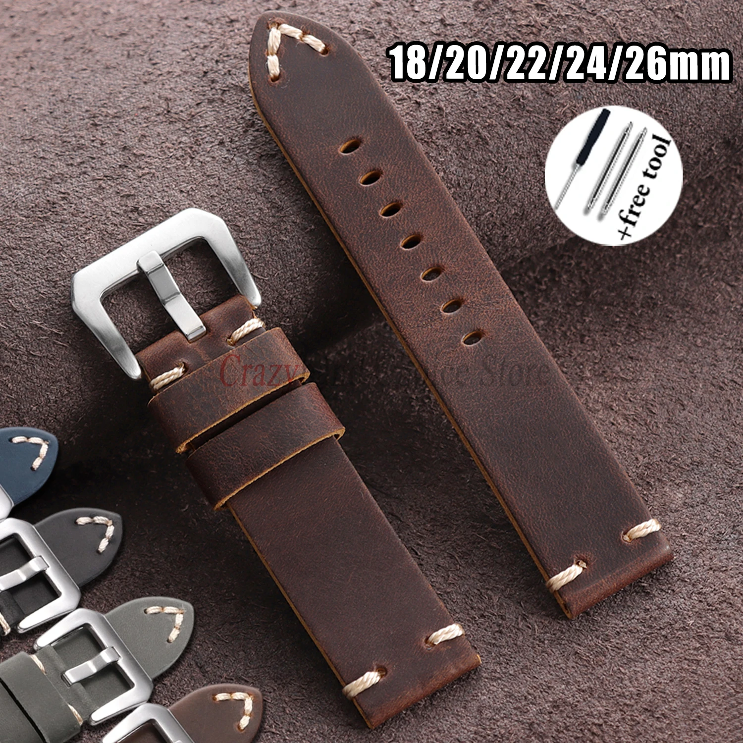Correa de reloj de cuero genuino para Omega, Seiko, Casio, Wolbrook, 18mm, 20mm, 22mm, 24mm, 26mm, resistente al agua, estilo ejecutivo