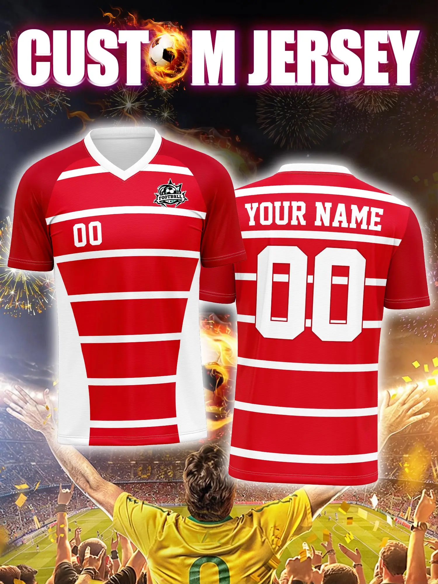 

Футбольная форма на заказ с индивидуальным изображением, номером и именем, официальный комплект для фанатов из фирменного магазина.