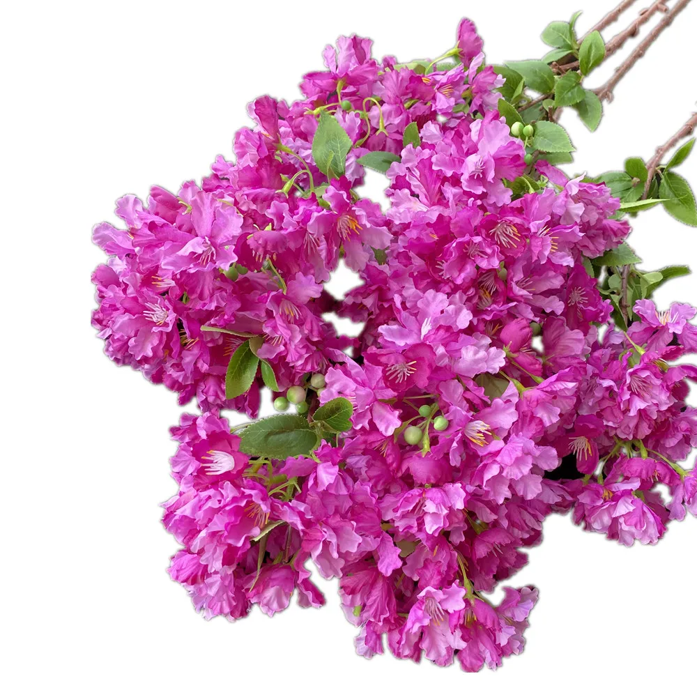 4Pcs Silk Crape Myrtle Flower Branch with Long Stem Artificial Common Crapemyrtle for Wedding Floral Decoration