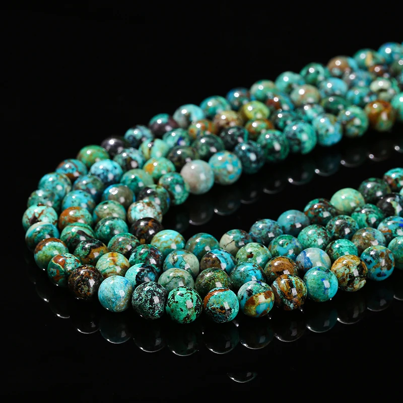 Natural Azurite Chrysocolla Stone Beads Round Loose Spacer for Jewelry Making Bracelet Necklace DIY Accessory 6 8 10mm Wholesale