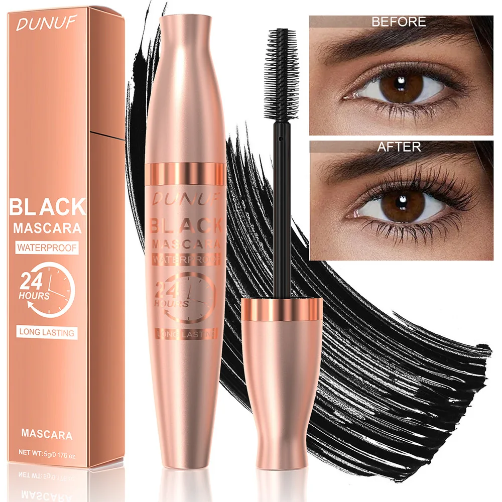 Mascara noir 24H, imperméable, résistant aux taches, volumateur, allongeant, effet bouclé, tenue toute la journée pour les yeux sensibles, look quotidien