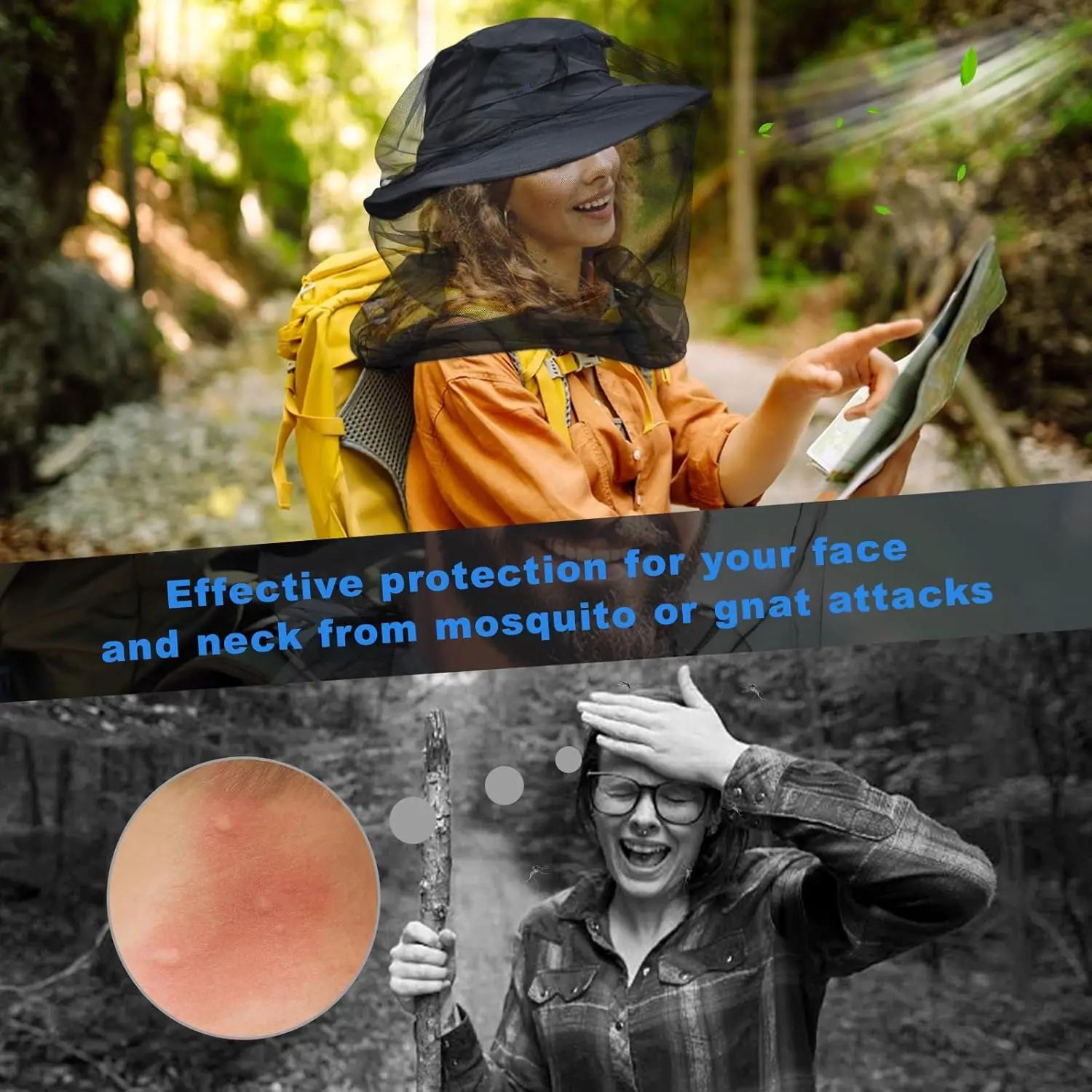 2pcs Mosquito Head Net Ultra-Fine Mesh Extra Large Outdoor Camping Hiking Fishing Face Neck Bug Fly Protection Fits All Hats