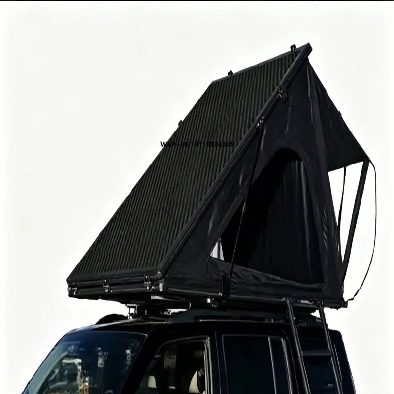Ultra-Thin 8cm Triangle Aluminum Alloy Hard Shell Roof Top Tent 280G Plaid Cotton-Poly Fabric 3000mm Waterproof RTT Quick