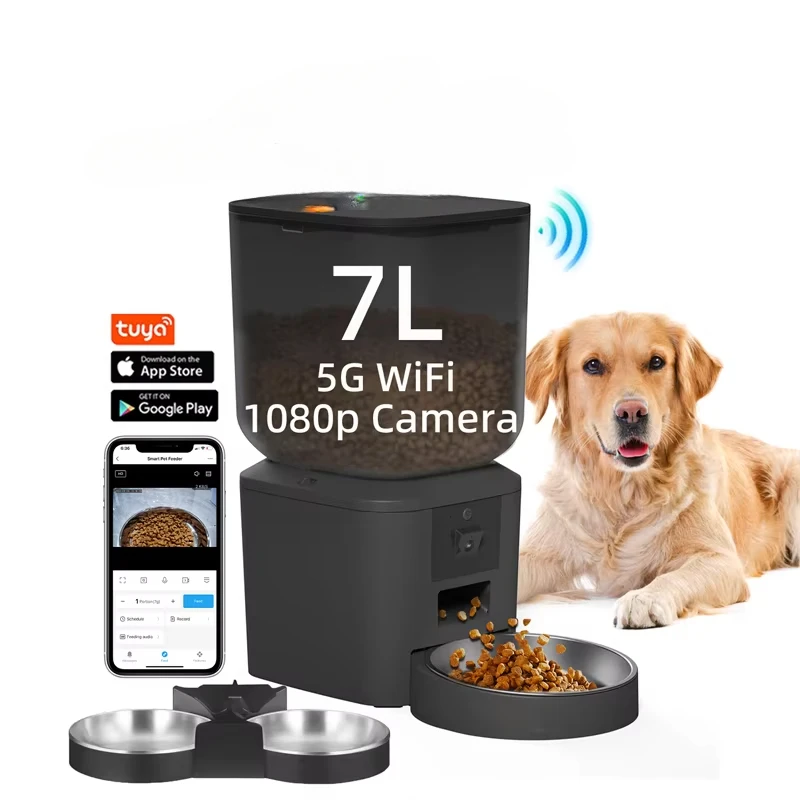 

7L Automatic Pet Feeder With Camera 1080P HD Video Night Vision 5G Wifi Dog Food Dispenser Smart Pet Feeder With App Control